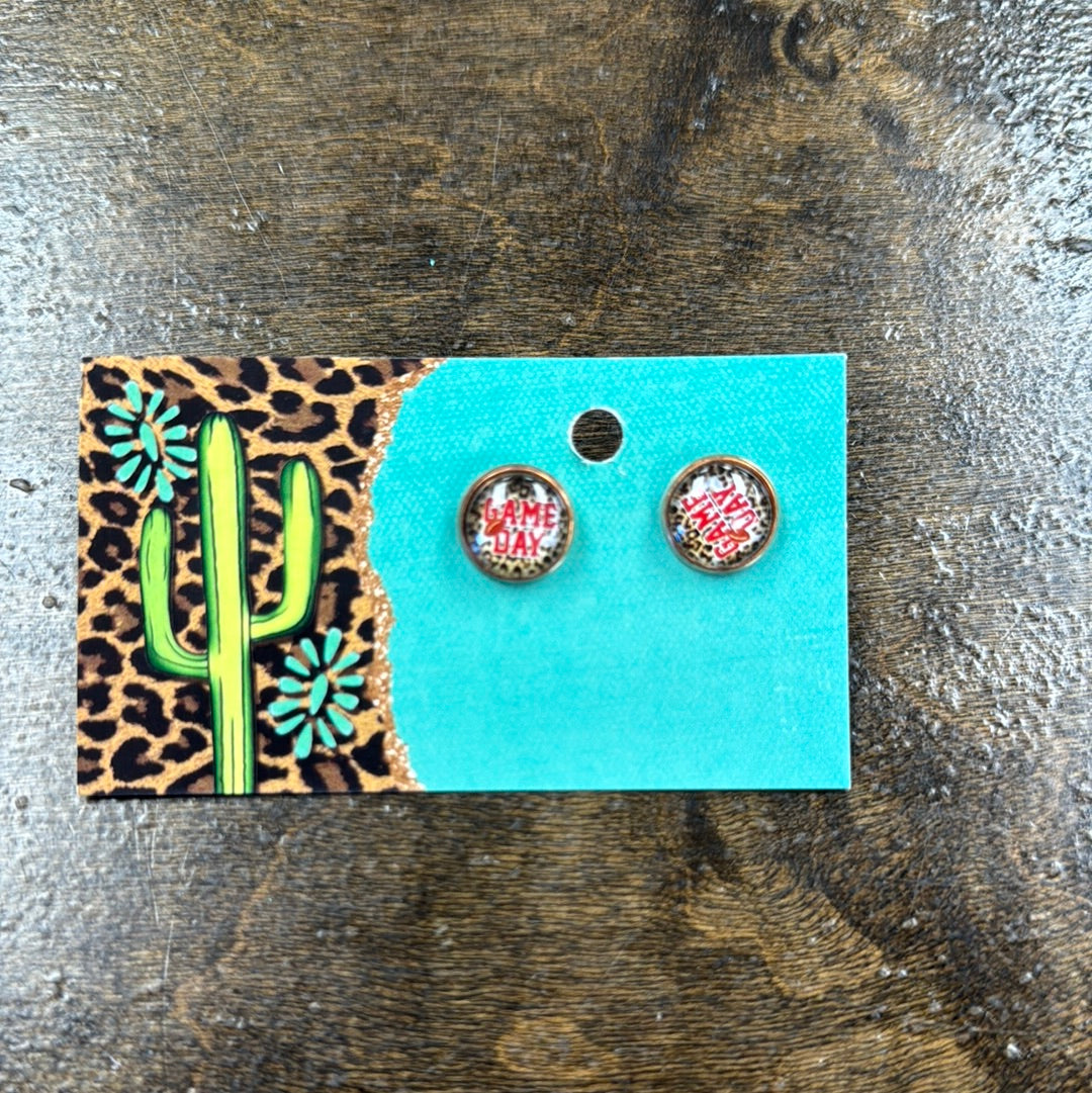 Leopard Game Day Post Earrings