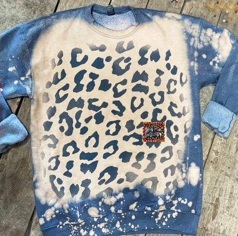 Blue Bleached Leopard Sweatshirt