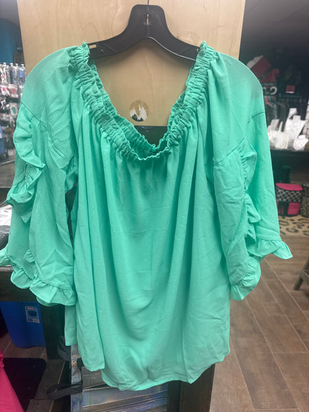 Mint Aurora Off Shoulder Top