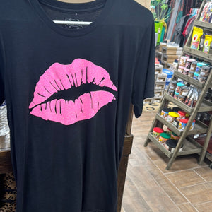 Pink Glitter Lip Tee