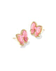 Haley Bow Gold Stud Earrings-Blush  MOP