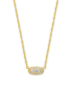 Grayson Gold Pendant Necklace in White Crystal