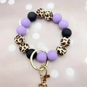 Purple Leopard Silicone Keychain