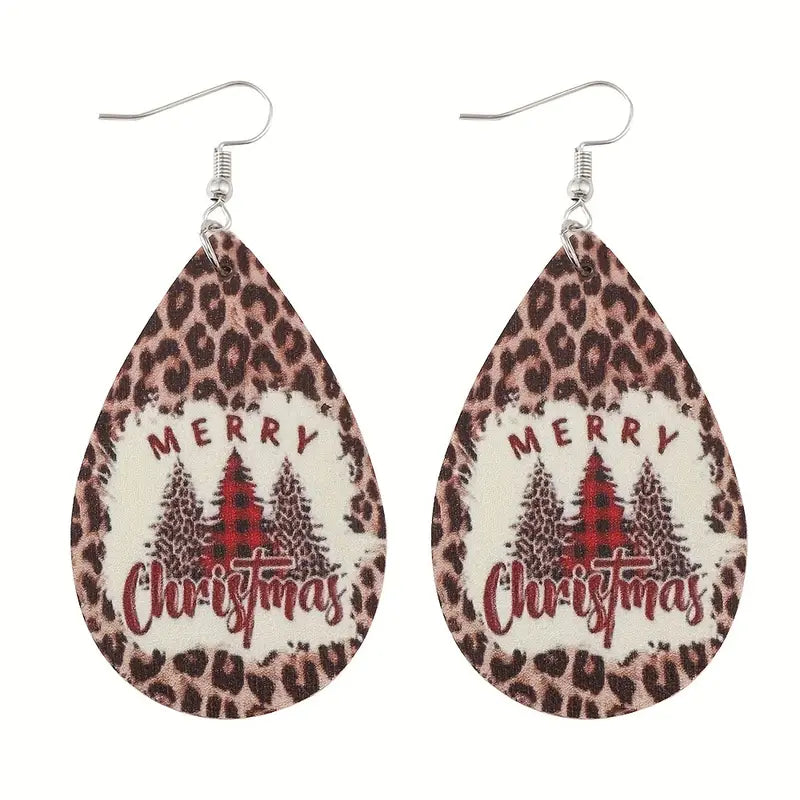 Leopard Christmas Tree Earrings