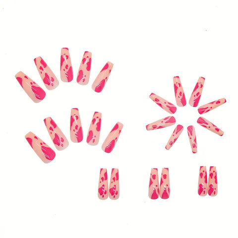 Pink Cow Print Nails