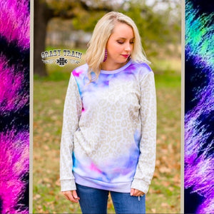 Tie Dye and Leopard Pullover