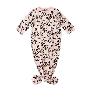 Bamboo Leopard Pink Tie Gown Sleeper