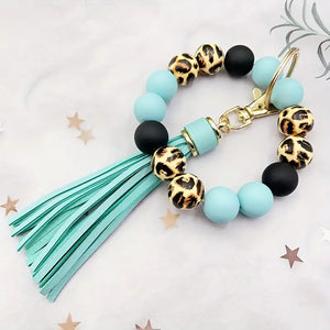 Mint Leopard Silicone Keyring