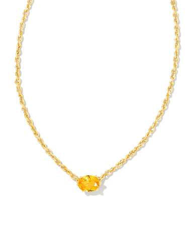 Cailin Gold Pendant Necklace in Golden Yellow Crystal
