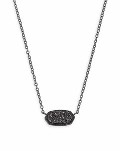 Elisa Pendant Necklace in Black Drusy