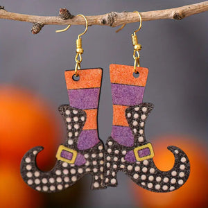 Wooden Witch Shoe Earrings