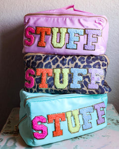 "STUFF" Glitter Patch Makeup Bags