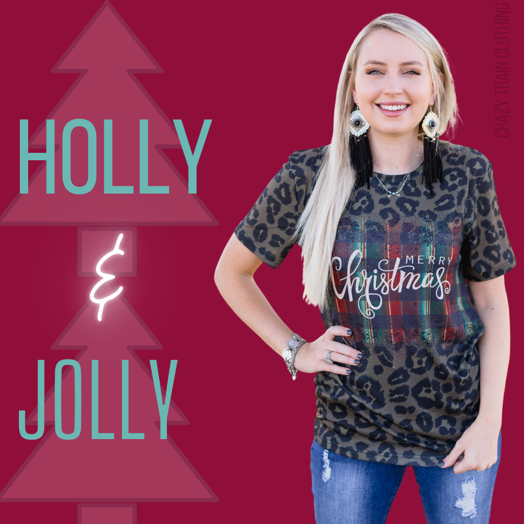 Merry Christmas Leopard/Plaid Tee