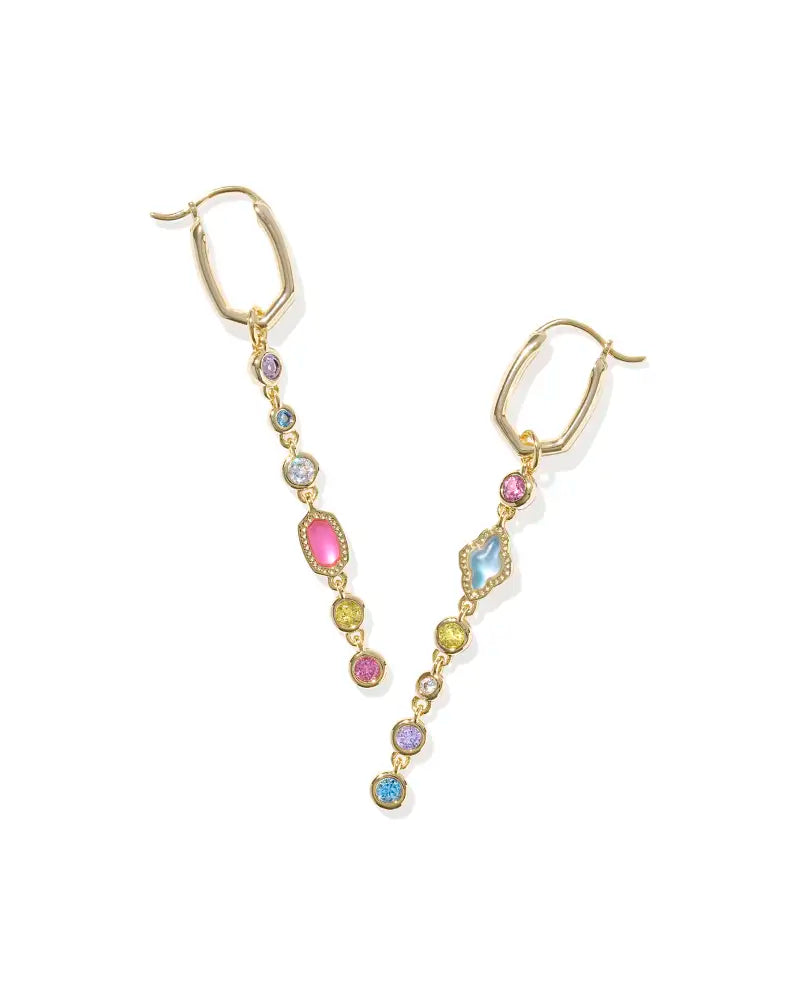 Mini Elisa and Abbie Gold Huggie Multi Mix Earrings