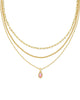 Mini Elisa Gold Triple Strand Necklace-Carnation Lab Grown Opal