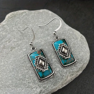 Turquoise Retro Aztec Earrings
