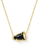 Cheer Gold Short Pendant Necklace-Black Agate