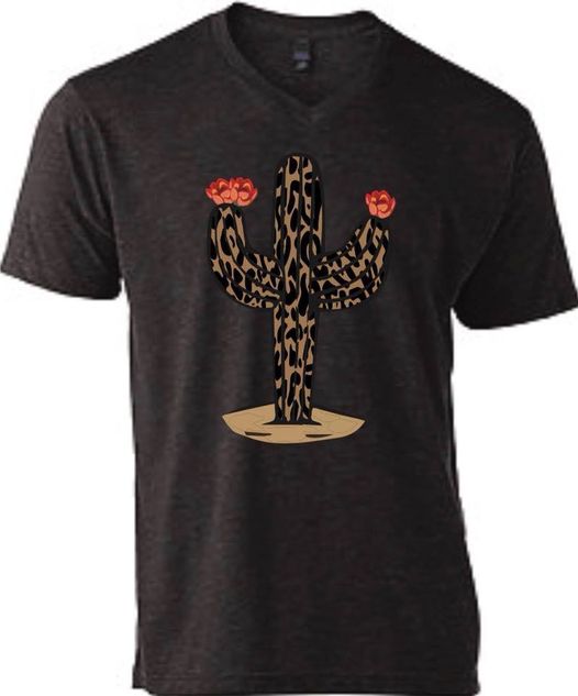 Charcoal Leopard Cactus Tee