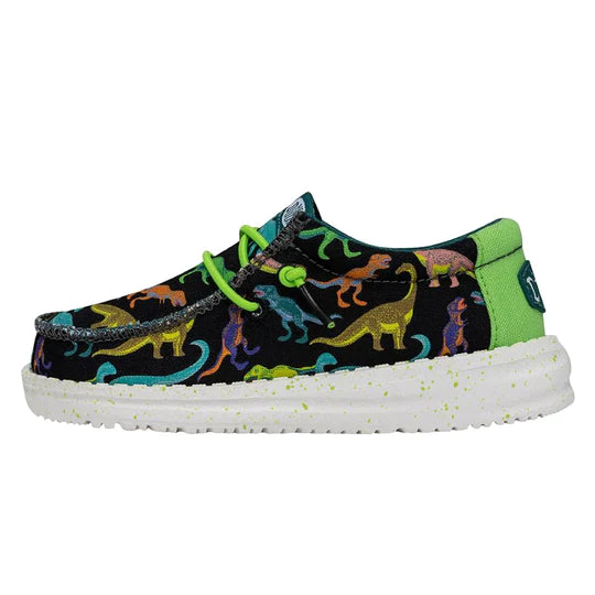 Wally Toddler Dino Black/Lime Hey Dudes
