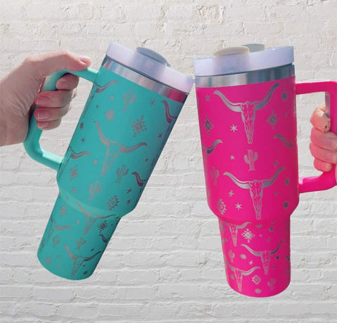 HOT PINK Western Tumbler