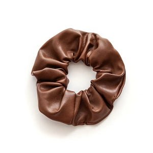Brown Leather Scrunchie