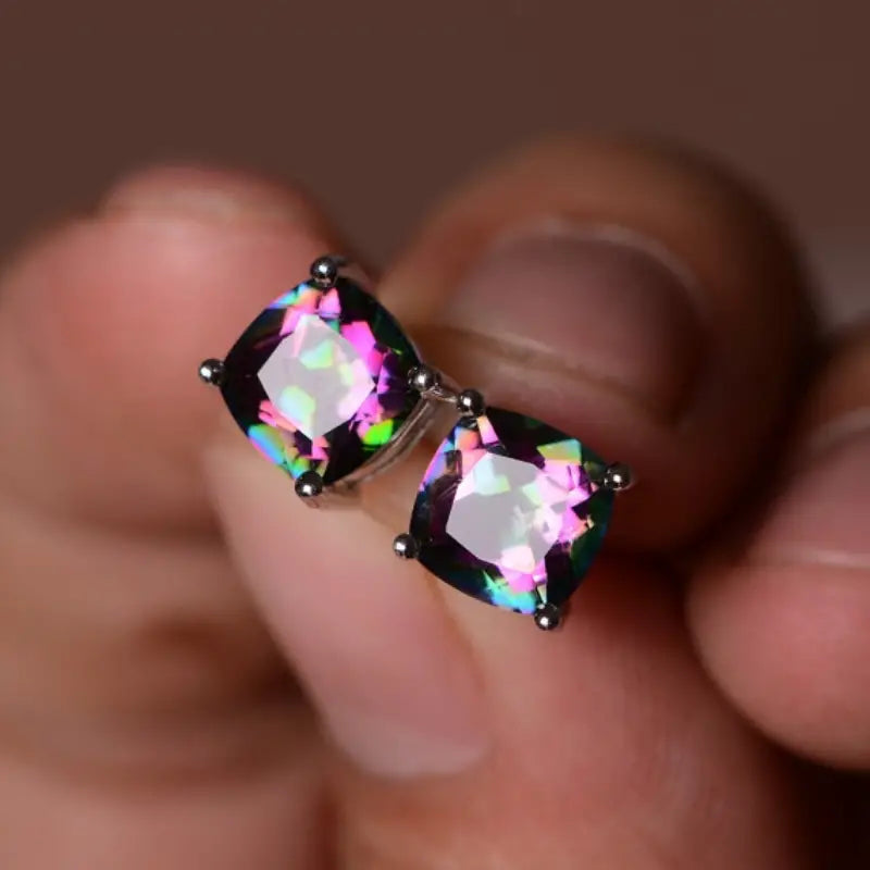 Rainbow Topaz Stud Earrings