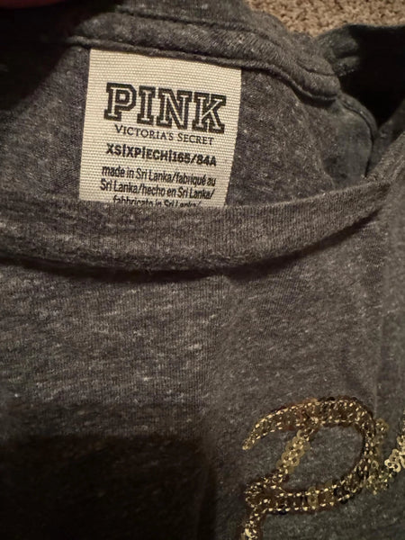 EUC Grey Sequin Pink VS Tee-XS