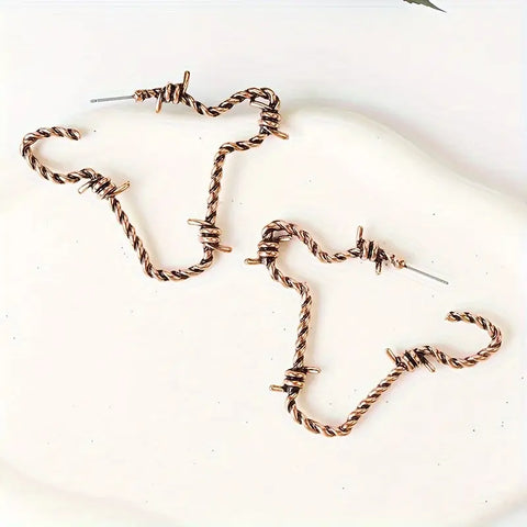 Bronze Barbed Cow Earrings