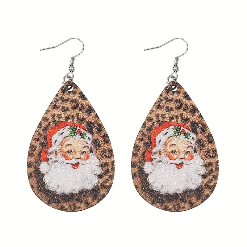 Leopard Santa Earrings