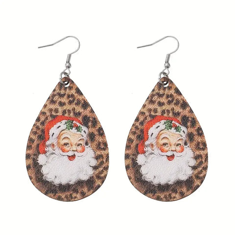 Leopard Santa Earrings