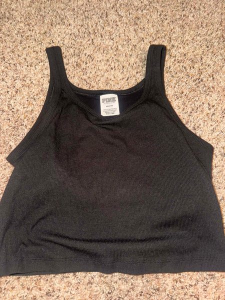 NWOT Black Victoria Secret Crop Tank With Built In Bra-MEDIUM