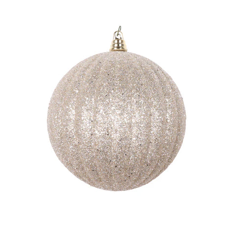5" PLATINUM GLITTER PLEATED ORNAMENTS