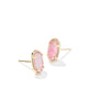 Grayson Gold Stone Stud Earrings  Pink Iridescent MOP