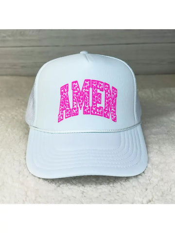 Pink Leopard Amen Foam Trucker Hat
