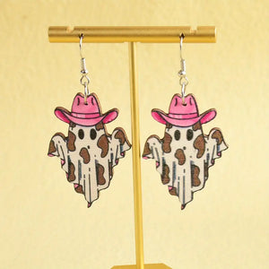 Wooden Ghost Cowgirl Earrings