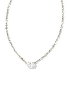 Cailin Silver Pendant Necklace in White Crystal