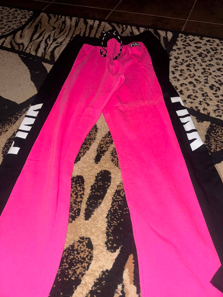 NWOT Black/Pink Victoria Secret Pink Pants-LARGE