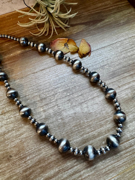 Sterling Silver Pearl Necklace – Mixed Sizes – 23"