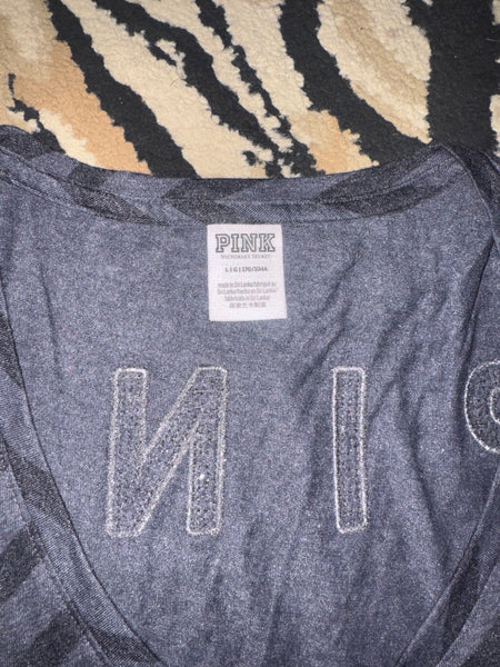 NWOT Zebra Sequin VS Pink Tee-LARGE