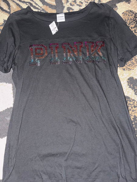 NWT Black vs Pink sunset sequin tee-LARGE