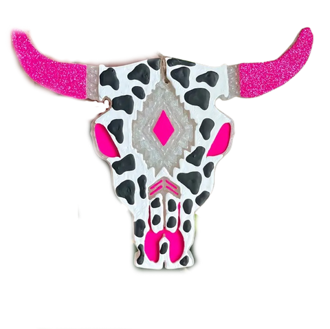 Cow Print Hot Pink Bull Skull Smelly Jelly