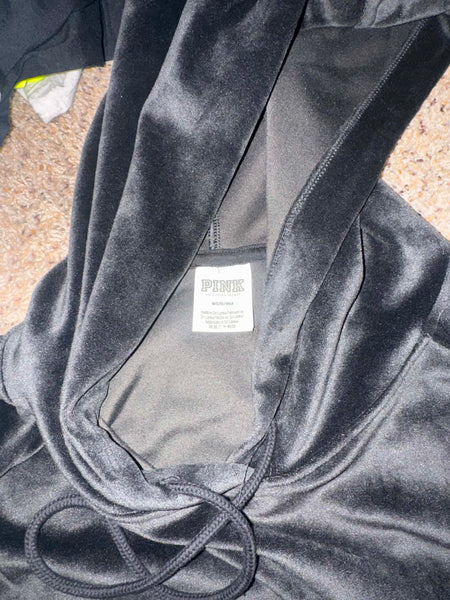 NWOT Black  Victoria Secret (Pink) Velour Hoodie-MEDIUM