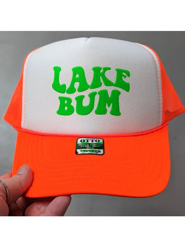 Neon Orange Lake Bum Foam Trucker Hat
