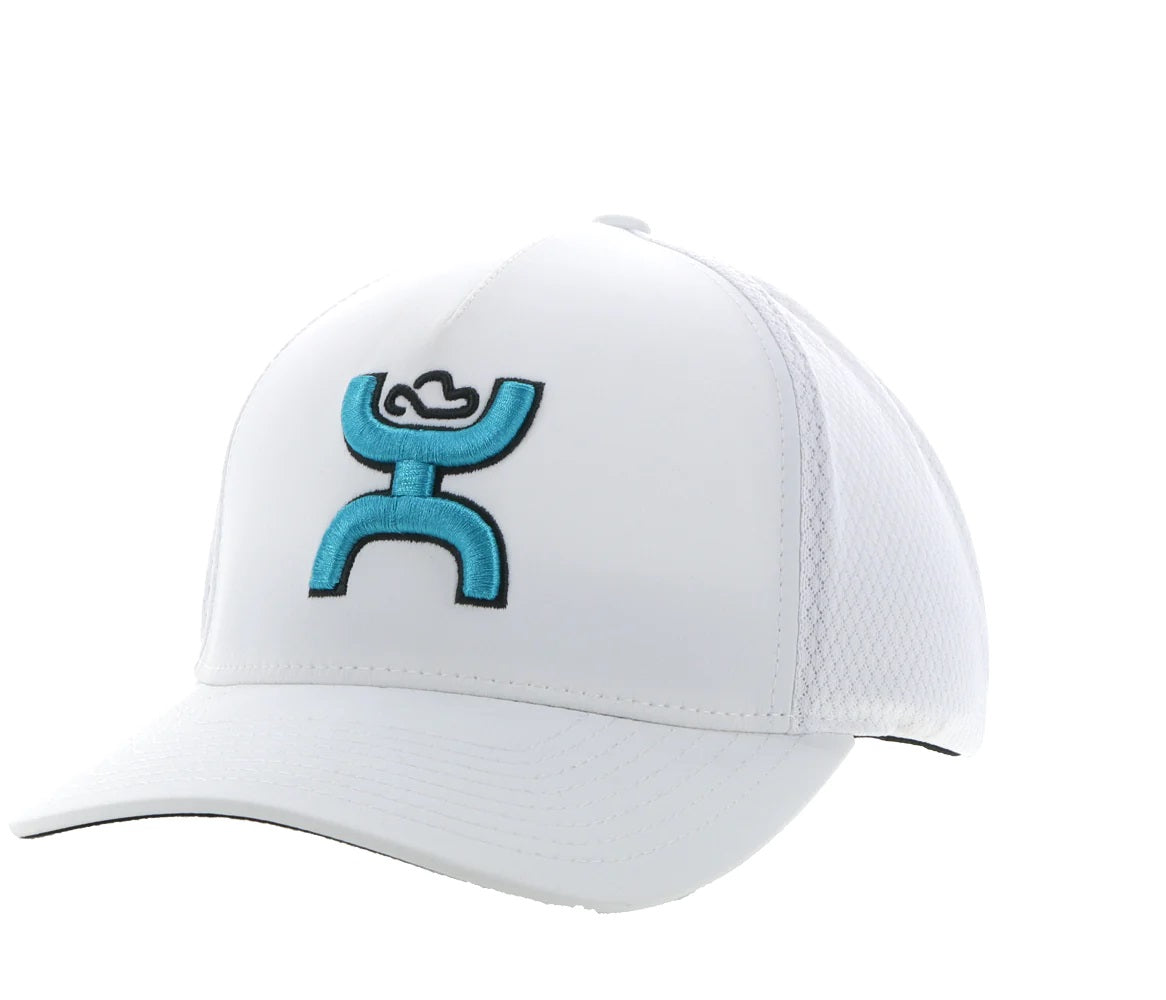 "COACH" WHITE HAT W/BLUE & CHARCOAL LOGO