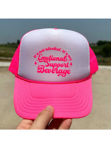 Neon Pink Emotional Support Beverage Foam Trucker Hat