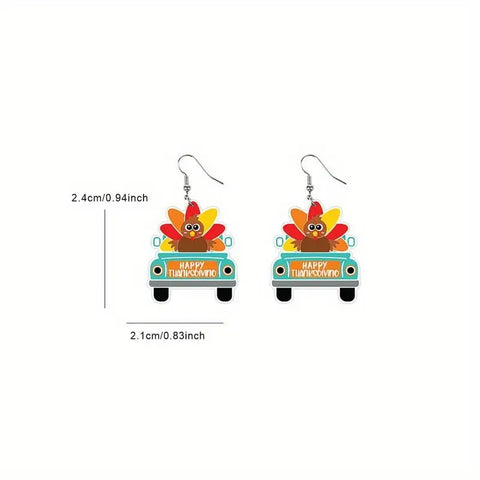 Turkey Truck Wood Earrings