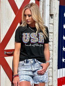 Leopard USA Land Of The Free Tee