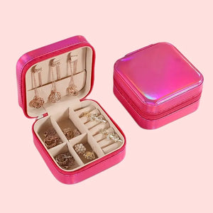 Pink Iridescent Travel Jewelry Box