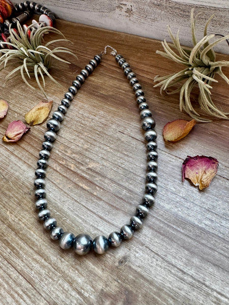 20 1/2 inch graduated 10 to 14 mm Sterling Silver Pearls necklace