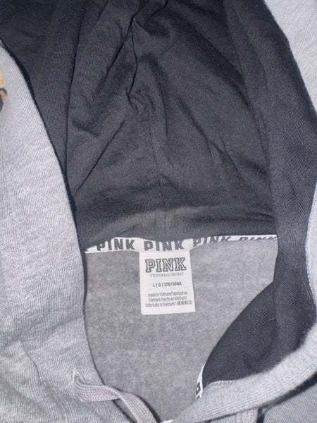 NWOT Sequin Sleeve Grey Zip Hoodie-LARGE